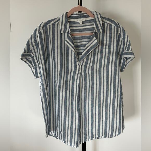 Beach lunch and lounge linen/cotton stripe top, size Large worn once - Picture 4 of 8